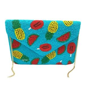 Beaded Fruit Crossbody Clutch Bag, Boho Turquoise Fruit Bag, Lily Posh